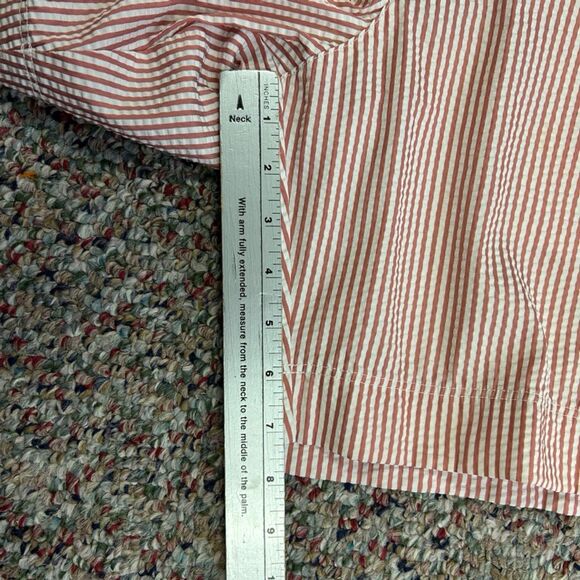 True Flies Red White Striped Seersucker 7.25" Inseam Chino Style Shorts Size 36 - Picture 15 of 15